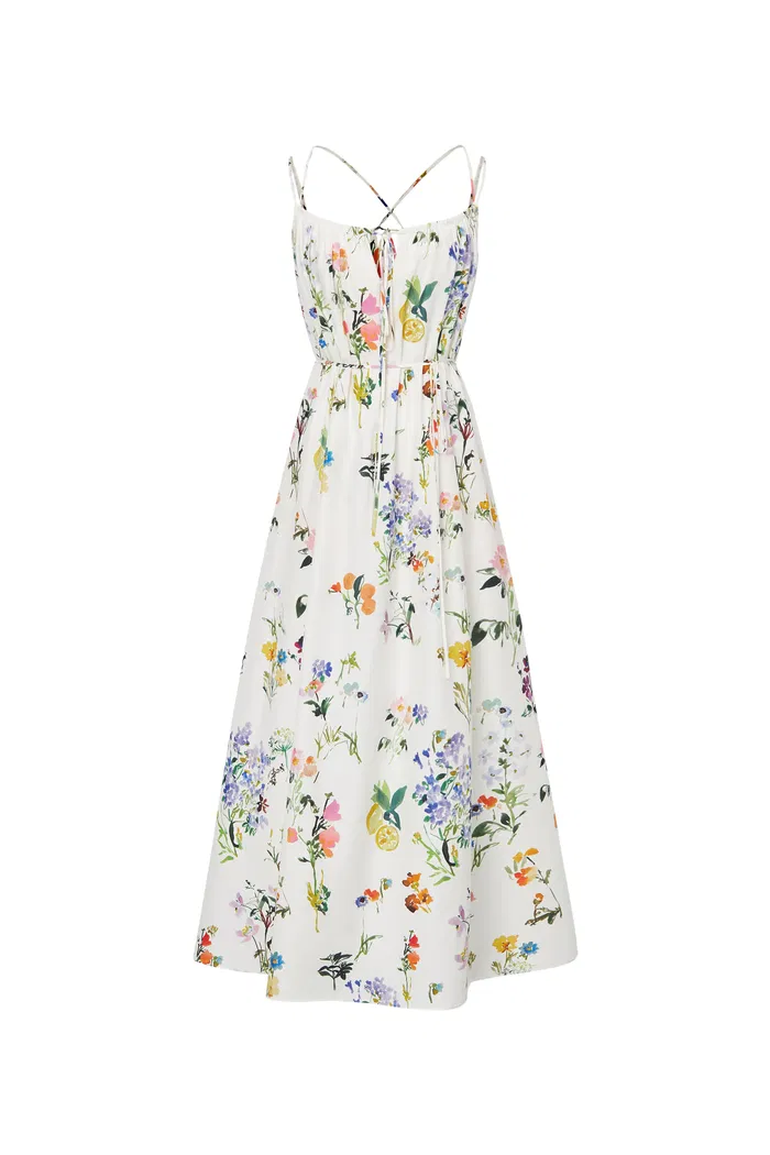 Lucie Flora Print Tie-Waist Dress in Silk Cotton - Image 10