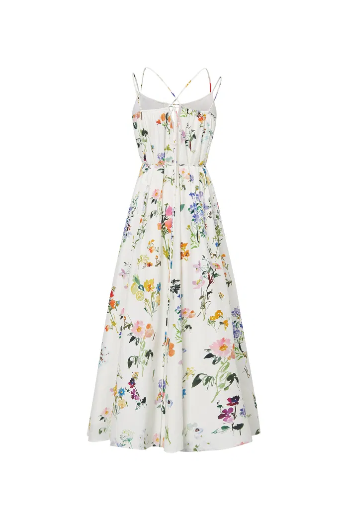 Lucie Flora Print Tie-Waist Dress in Silk Cotton - Image 11
