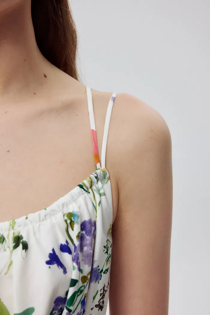 Lucie Flora Print Tie-Waist Dress in Silk Cotton - Image 8