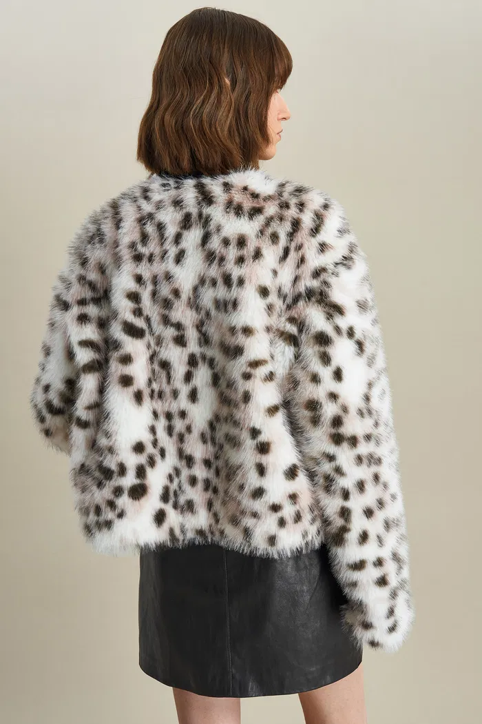 Lucrezia Snow Leopard Coat in Premium Faux Fur - Image 8