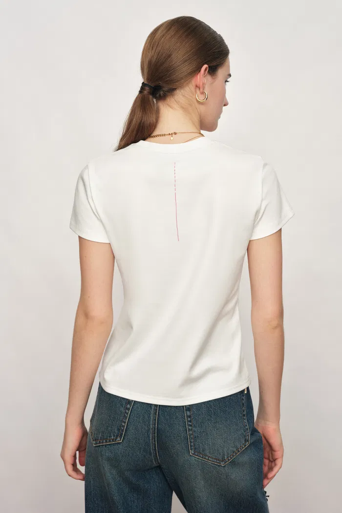 Lucy White T-shirt in Cotton Blend - Image 3