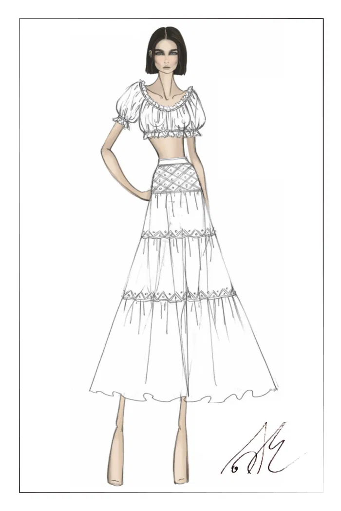 Luise Off-Shoulder Puff Sleeve Top in Silk Cotton - Image 9
