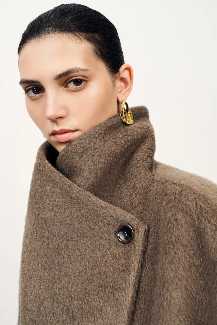 Lumi Mocha Wrap Coat in Alpaca Wool Blend - Image 6