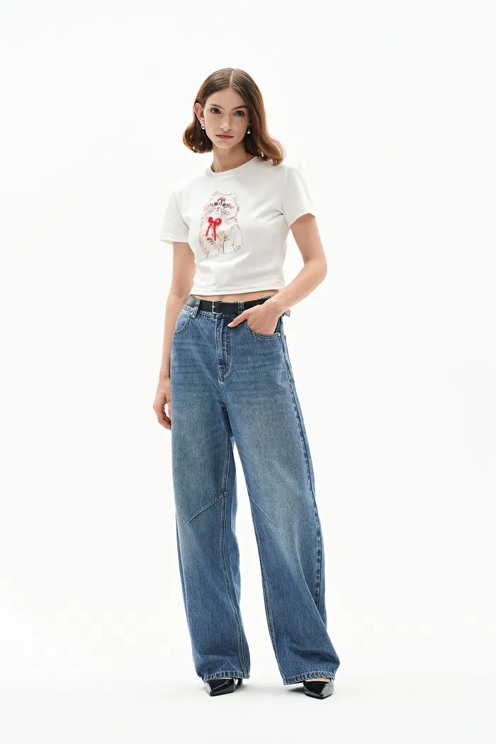 Luna Barrel Leg Jeans in Cotton Denim - Image 2