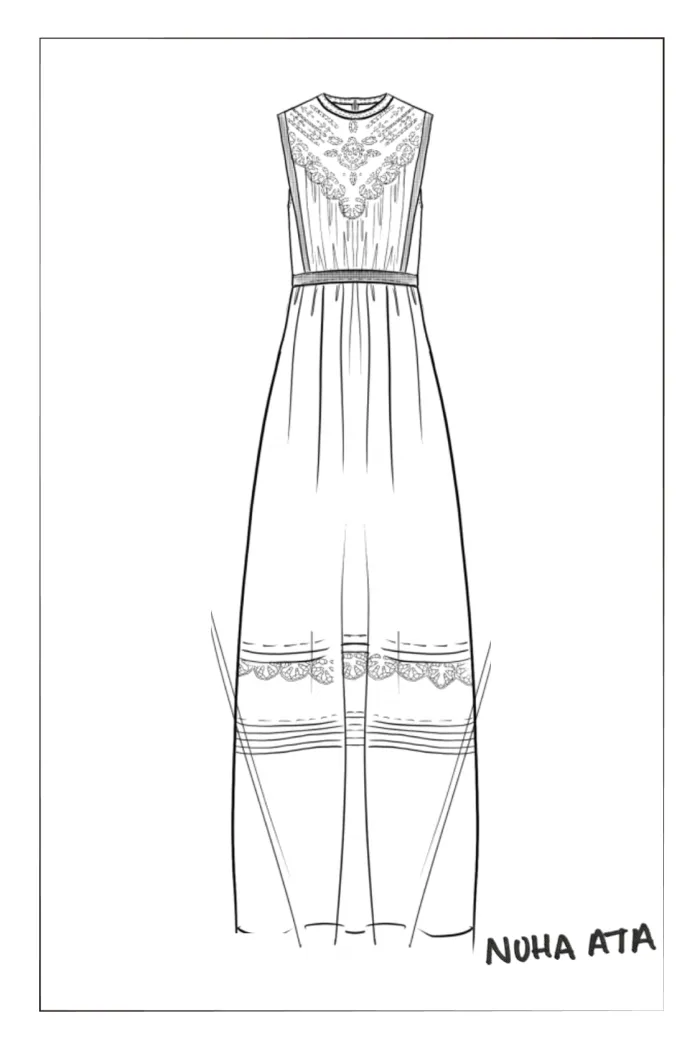 Luna Eyelet Lace Embroidered Sleeveless Dress in Cotton Jacquard - Image 6