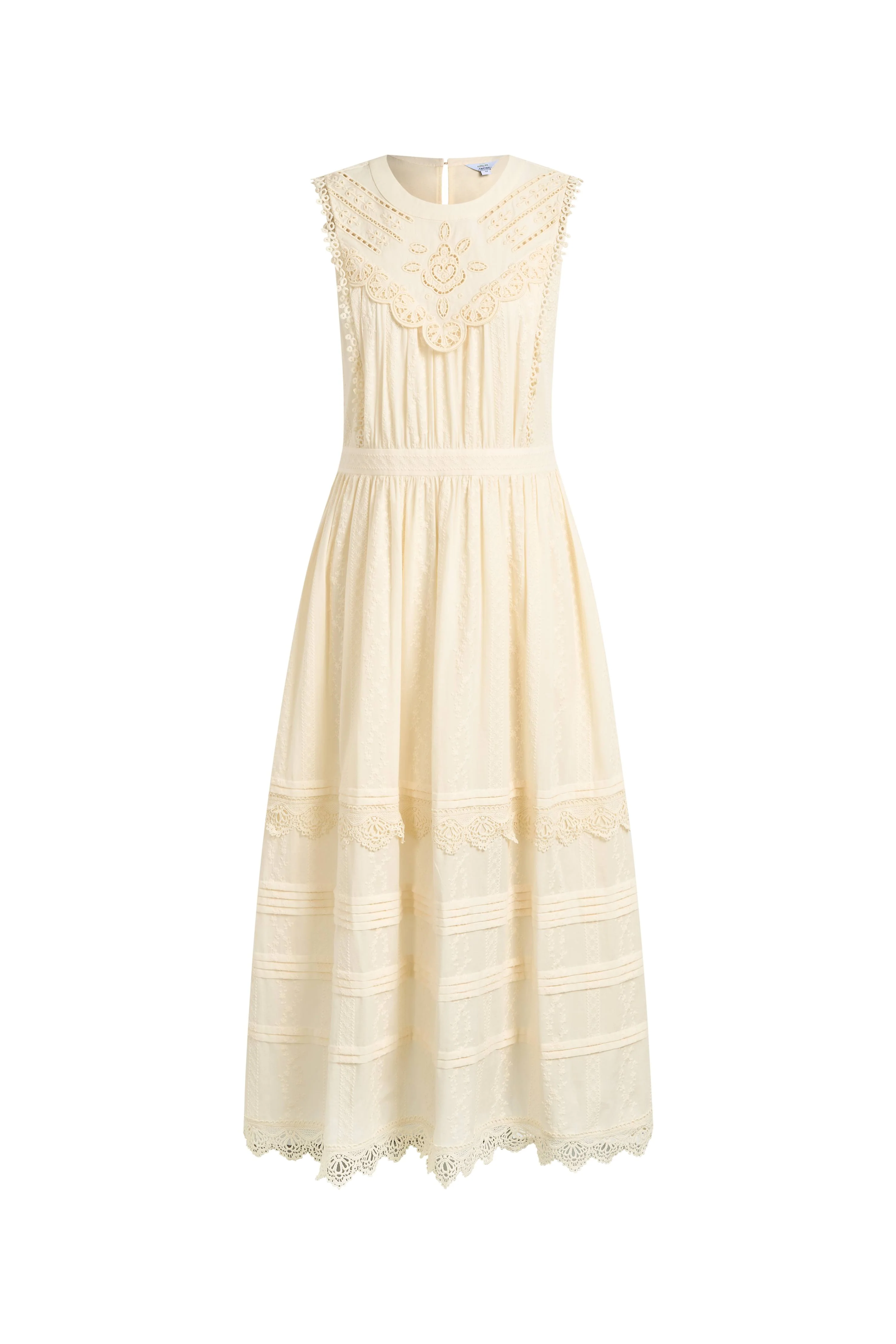 Luna Eyelet Lace Embroidered Sleeveless Dress in Cotton Jacquard - Image 7