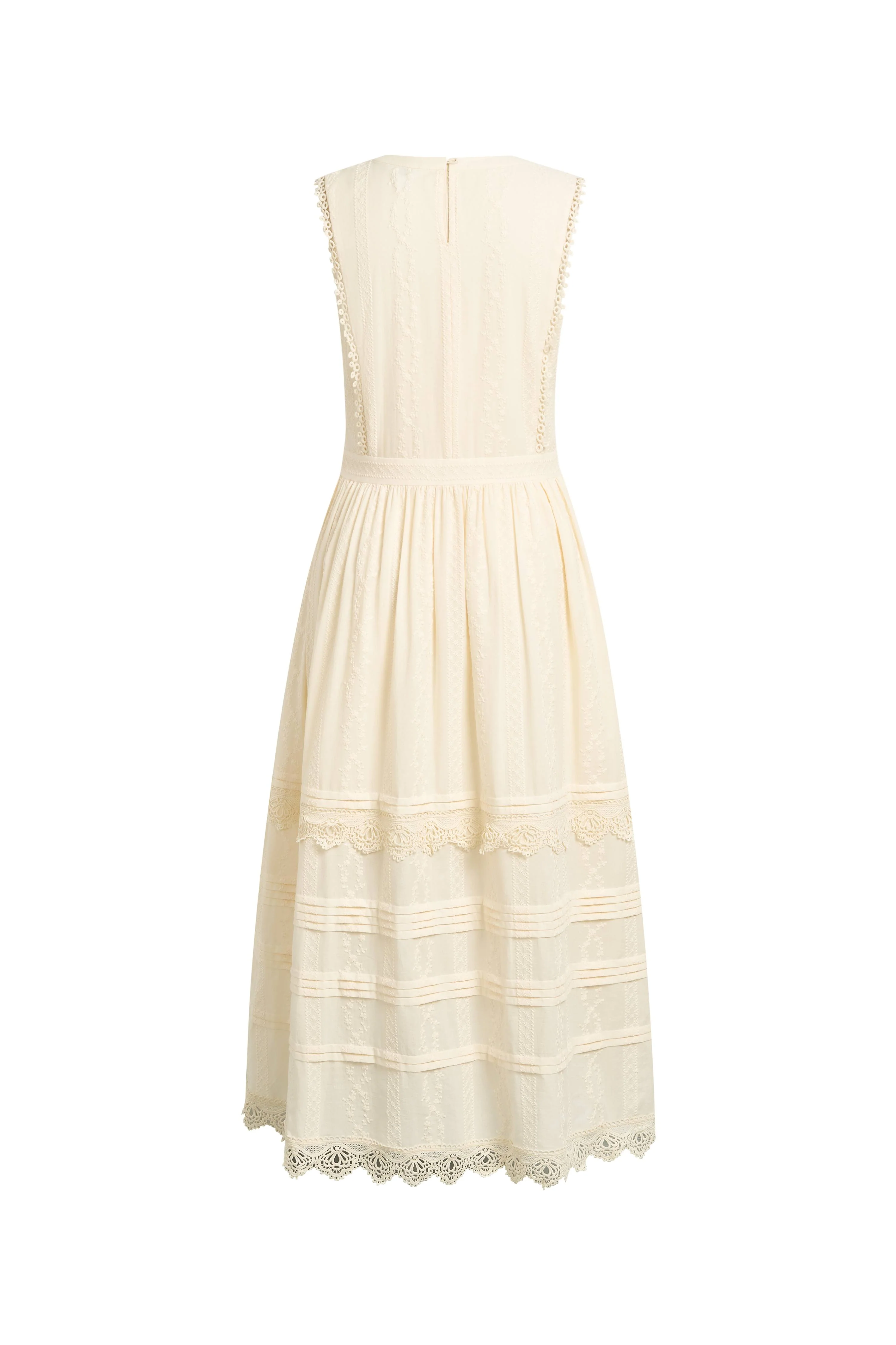 Luna Eyelet Lace Embroidered Sleeveless Dress in Cotton Jacquard - Image 8