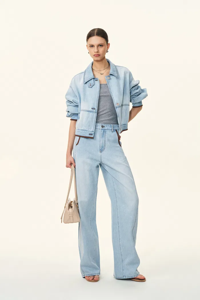 Luna Lantern Sleeve Jacket and Jeans Matching Set in Cotton Denim - Image 3