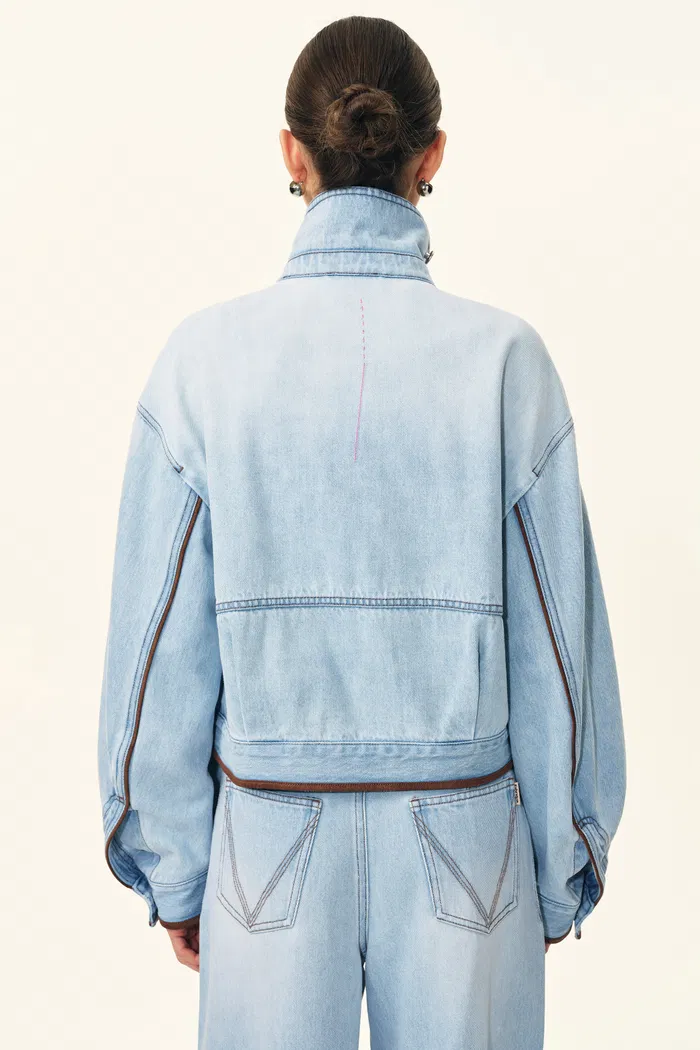 Luna Lantern Sleeve Jacket and Jeans Matching Set in Cotton Denim - Image 4