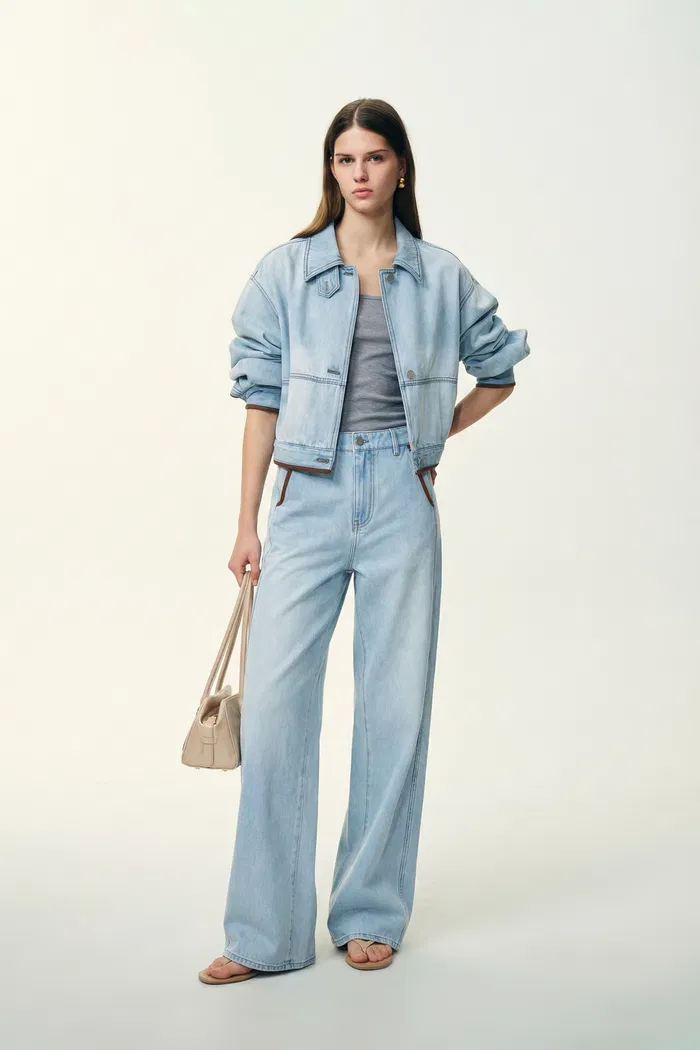 Luna Lantern Sleeve Jacket in Cotton Denim