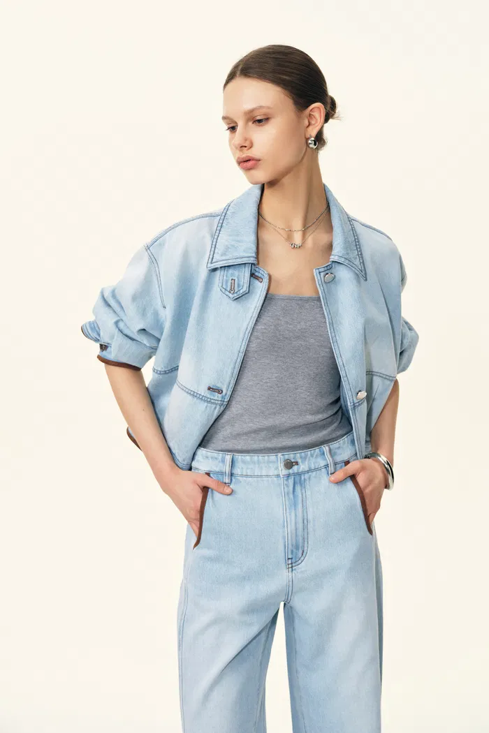 Luna Lantern Sleeve Jacket in Cotton Denim - Image 3