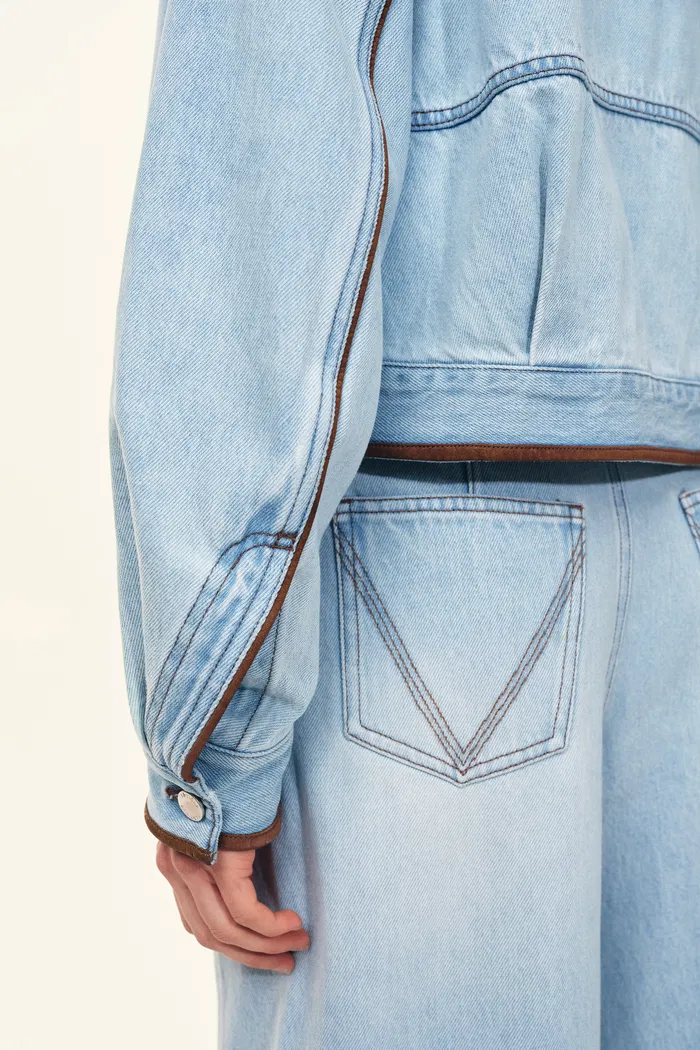 Luna Lantern Sleeve Jacket in Cotton Denim - Image 4