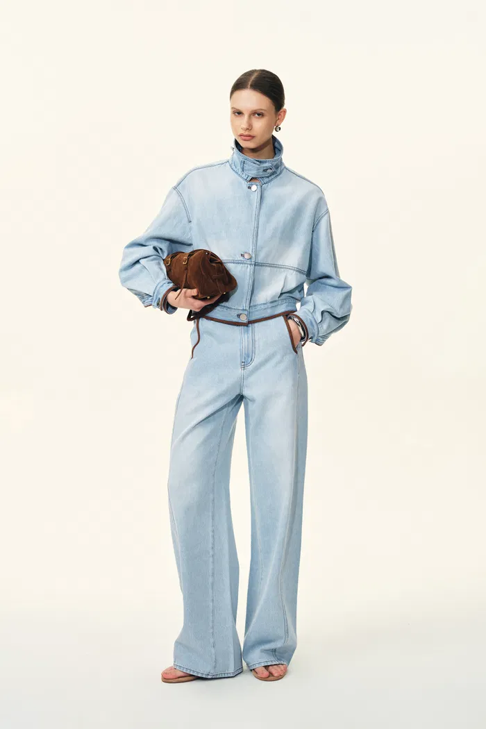 Luna Patchwork Soft Barrel Leg Jeans in Cotton Denim - Image 3
