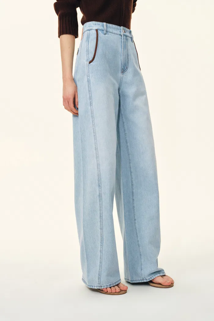 Luna Patchwork Soft Barrel Leg Jeans in Cotton Denim - Image 4