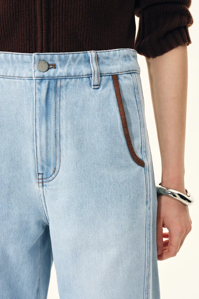 Luna Patchwork Soft Barrel Leg Jeans in Cotton Denim - Image 6