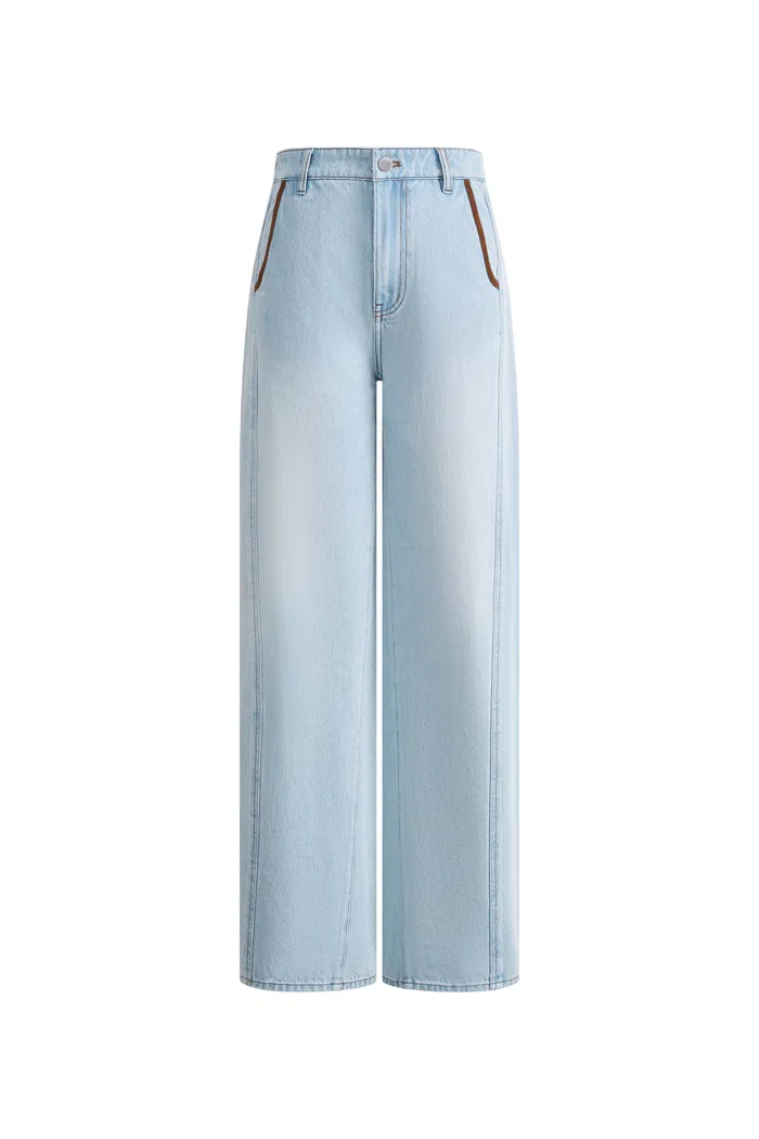 Luna Patchwork Soft Barrel Leg Jeans in Cotton Denim - Image 7