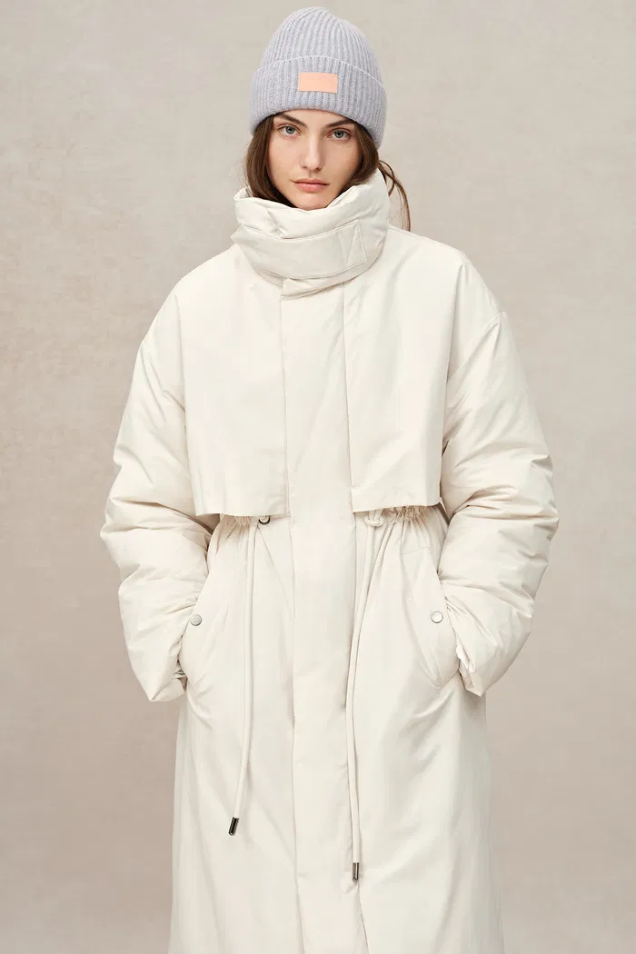 Maddalena White Duck Down Long Down Coat in Ultra Light Fabric - Image 2