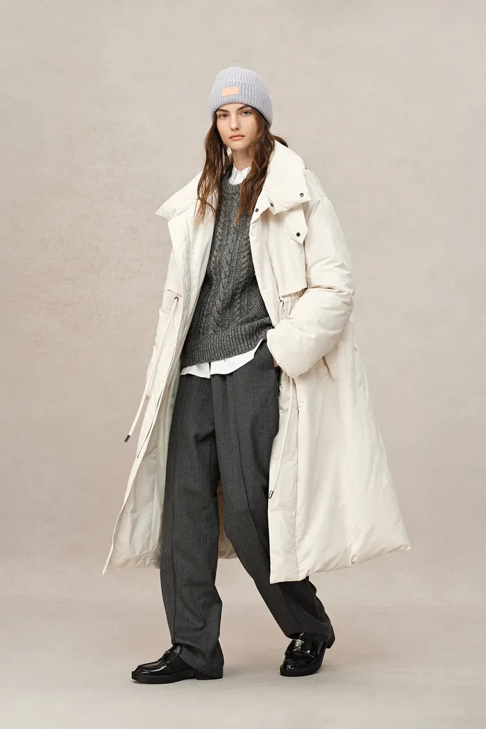 Maddalena White Duck Down Long Down Coat in Ultra Light Fabric - Image 3
