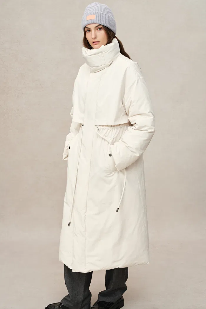 Maddalena White Duck Down Long Down Coat in Ultra Light Fabric - Image 4