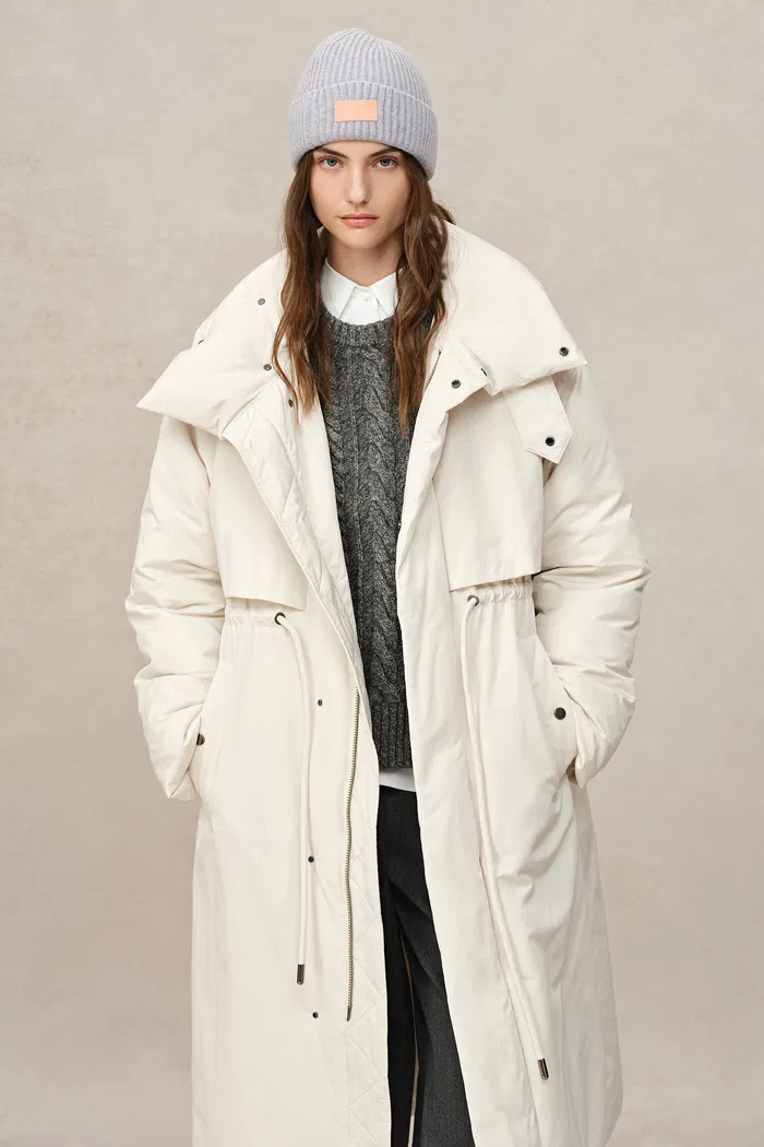 Maddalena White Duck Down Long Down Coat in Ultra Light Fabric - Image 6