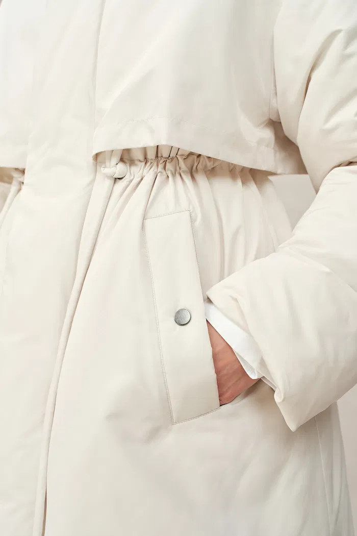 Maddalena White Duck Down Long Down Coat in Ultra Light Fabric - Image 8