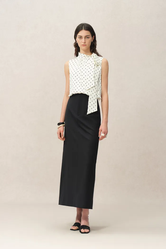 Magalie Straight Skirt in Acetate Merino - Image 2