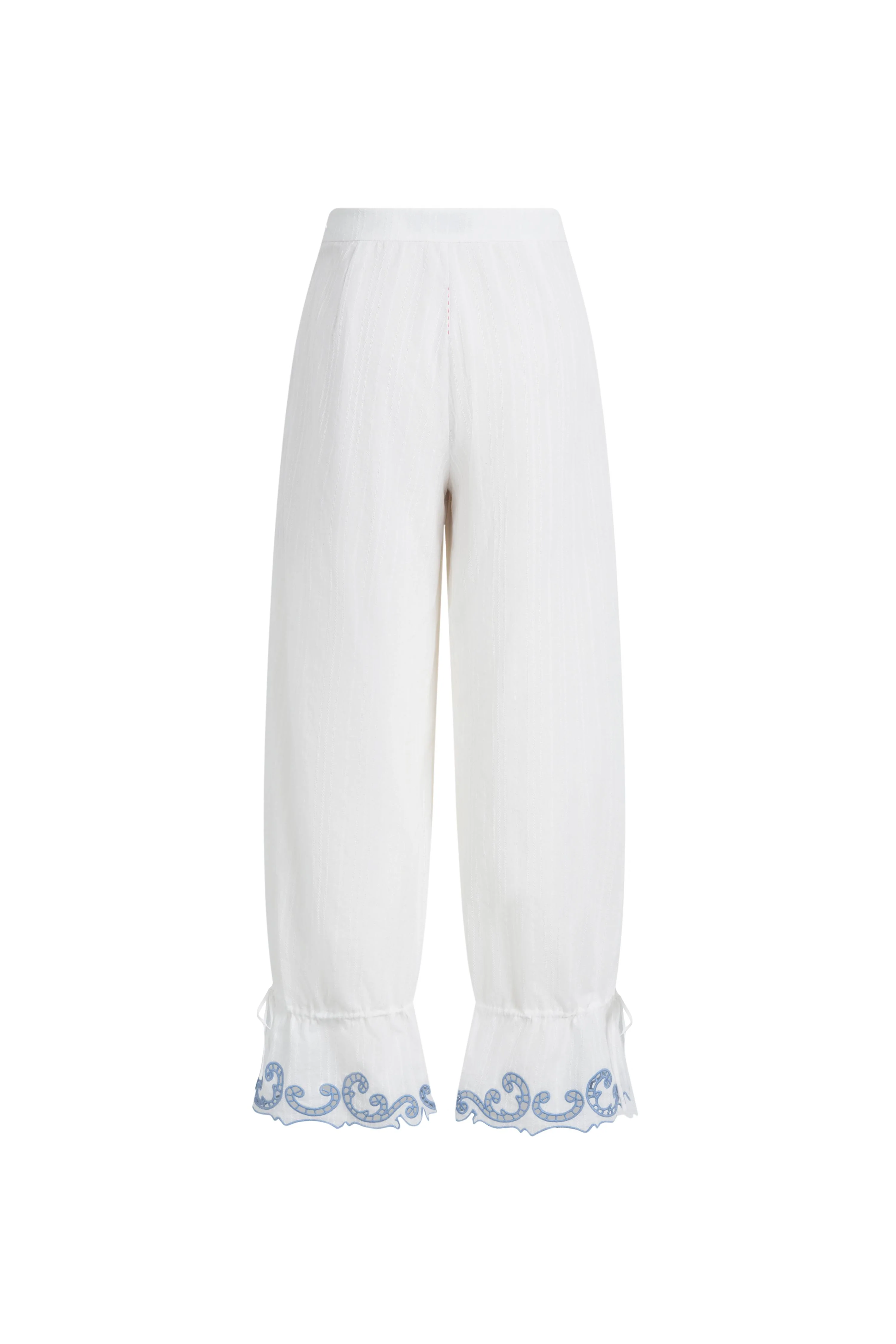 Maggie Embroidery Drawstring Balloon Leg Pants in Cotton Jacquard - Image 9