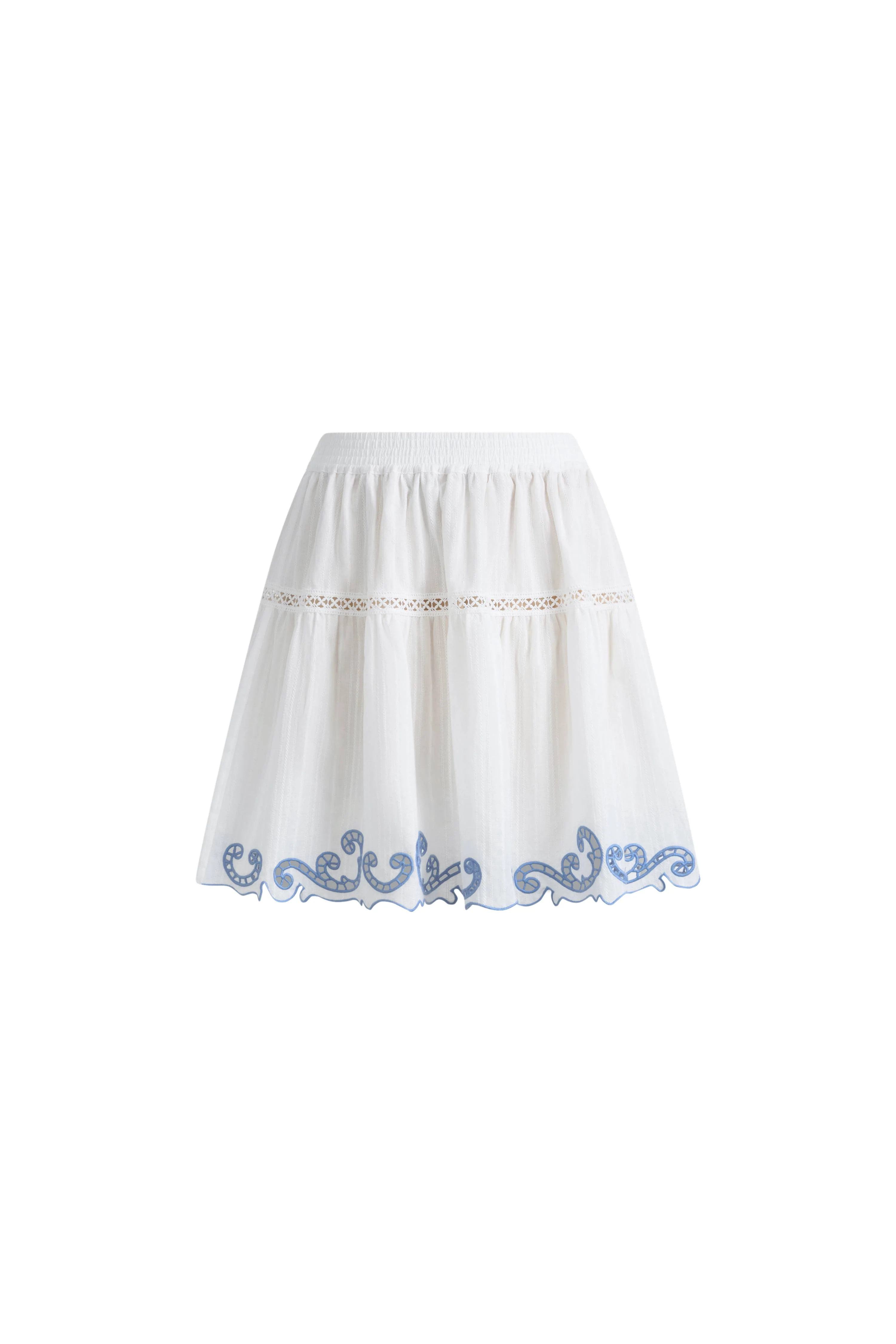 Maggie Embroidery Resort Wear Tiered Skirt with Safety Shorts in Cotton Jacquard - Image 6
