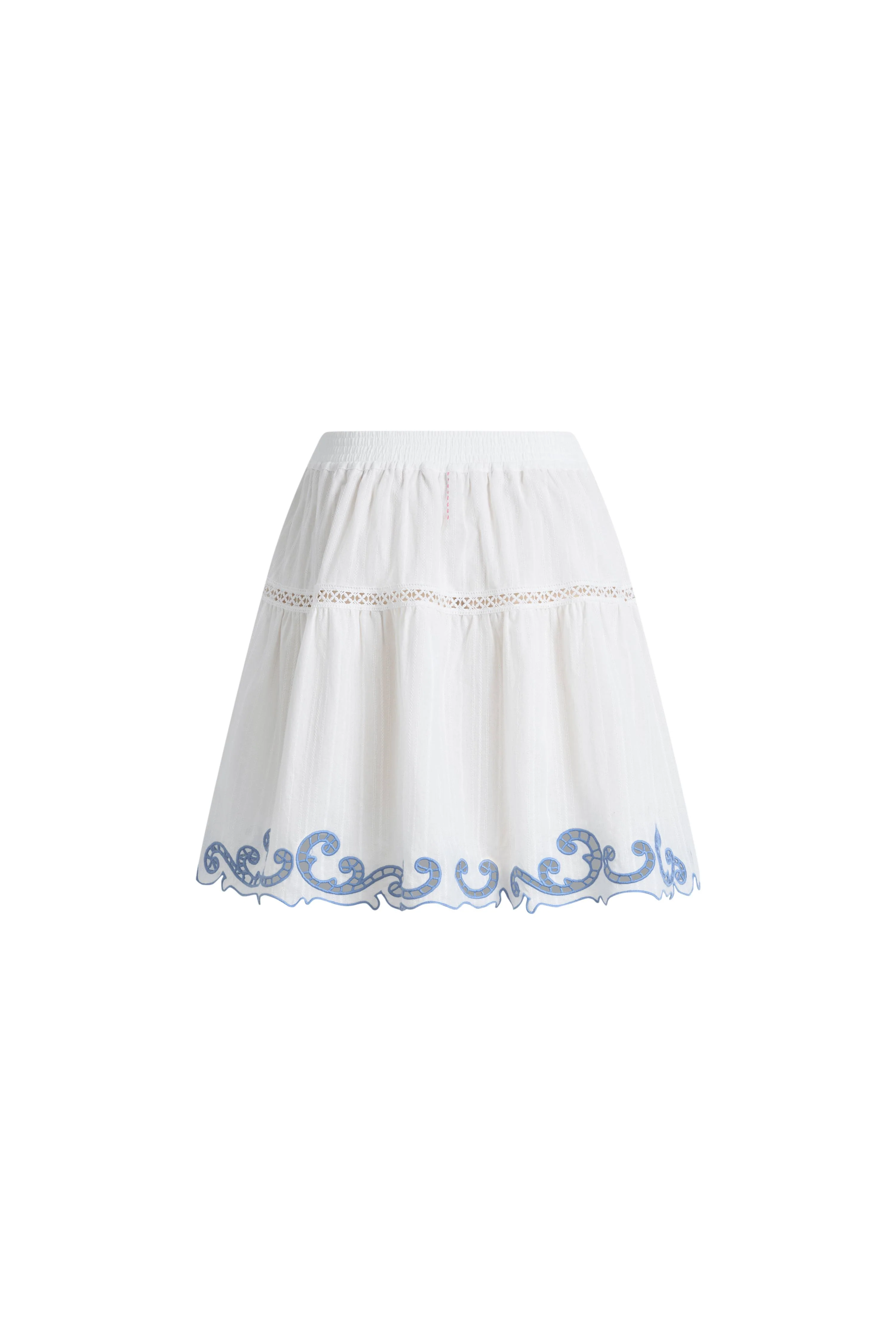 Maggie Embroidery Resort Wear Tiered Skirt with Safety Shorts in Cotton Jacquard - Image 7