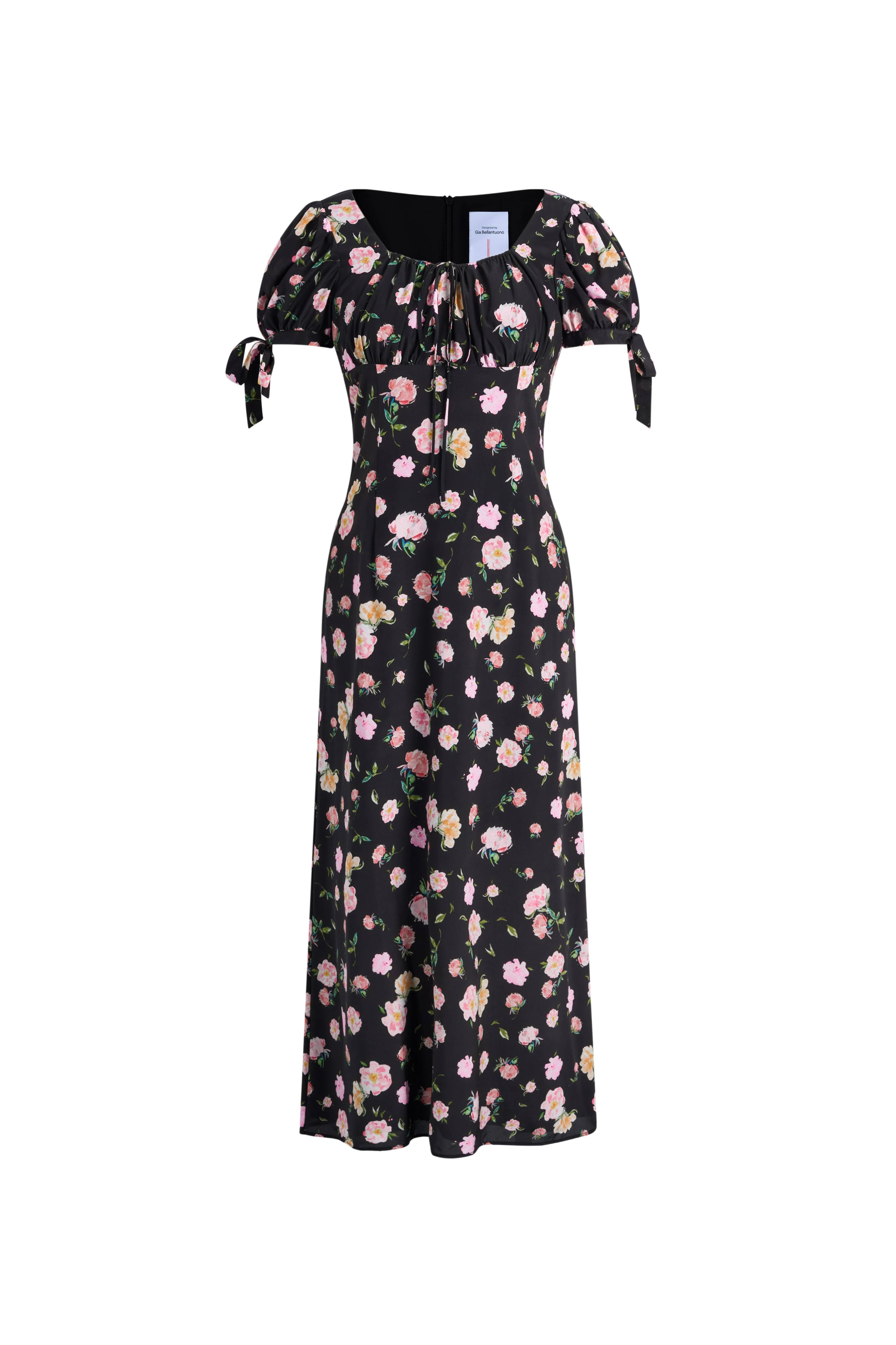 Manon Floral Adjustable Tie-Sleeve Dress in Stretch Silk Crepe de Chine - Image 5
