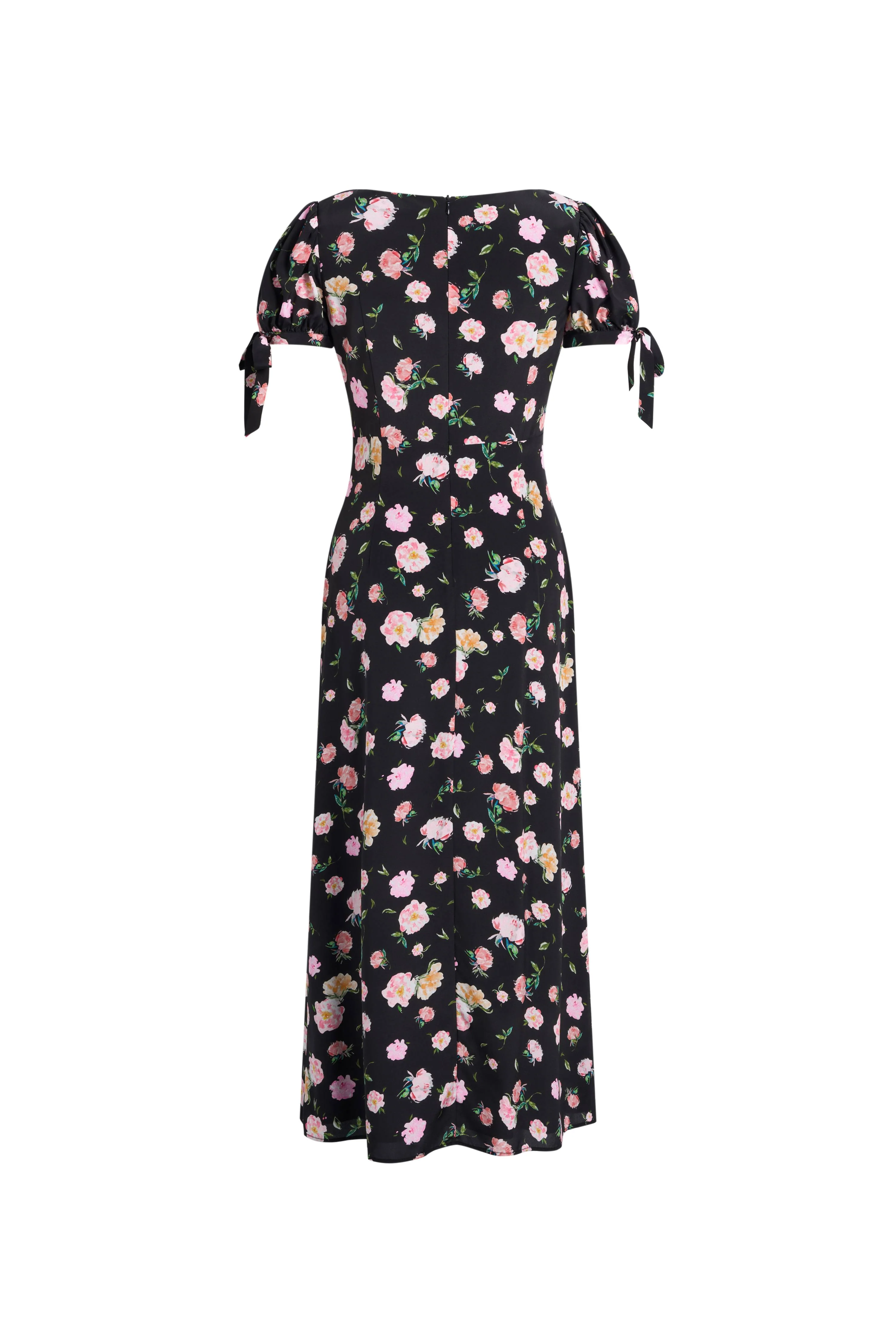 Manon Floral Adjustable Tie-Sleeve Dress in Stretch Silk Crepe de Chine - Image 6