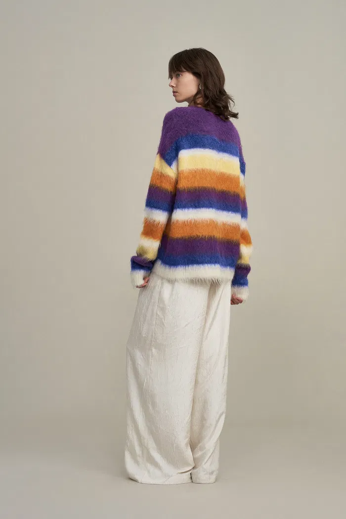 Marie Striped Knit Sweater in Alpaca Mohair Blend Knit - Image 3