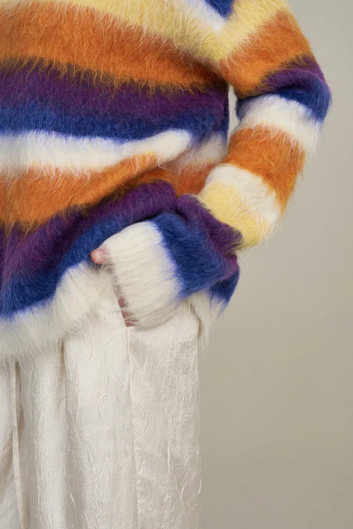Marie Striped Knit Sweater in Alpaca Mohair Blend Knit - Image 7
