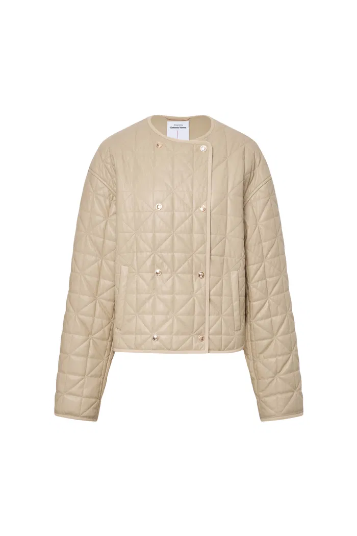 Marina Double-Breasted Puffer Coat in Vegan Leather - Image 10