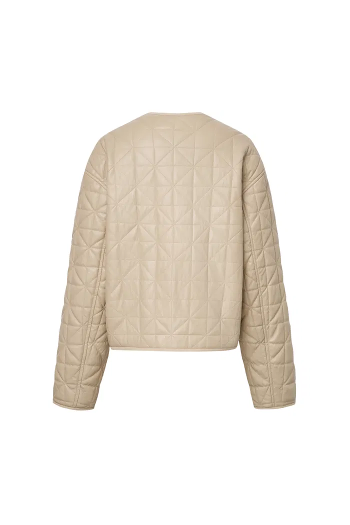 Marina Double-Breasted Puffer Coat in Vegan Leather - Image 11
