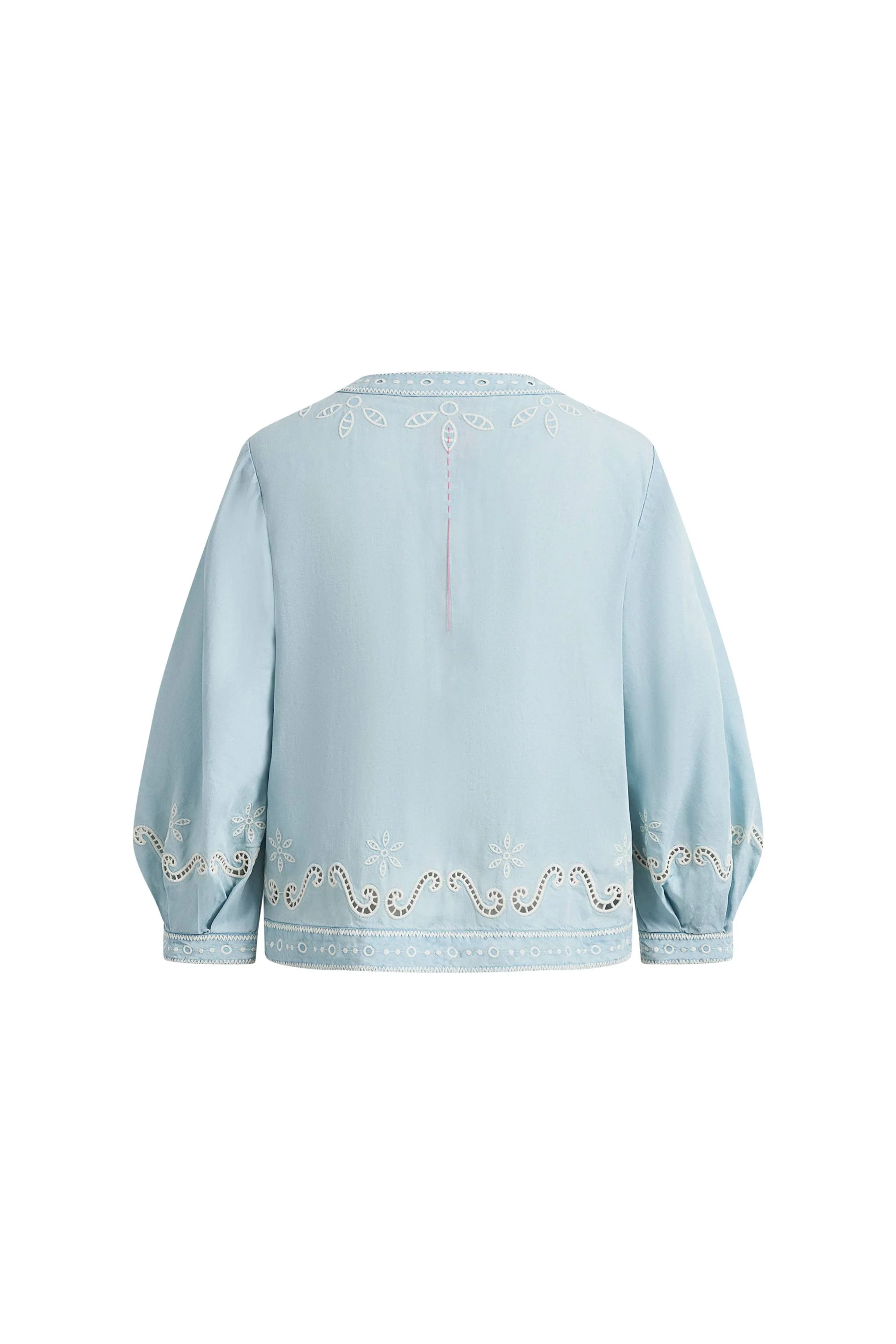 Marmont Pin Tuck Embroidery Blouse in Tencel Denim - Image 9