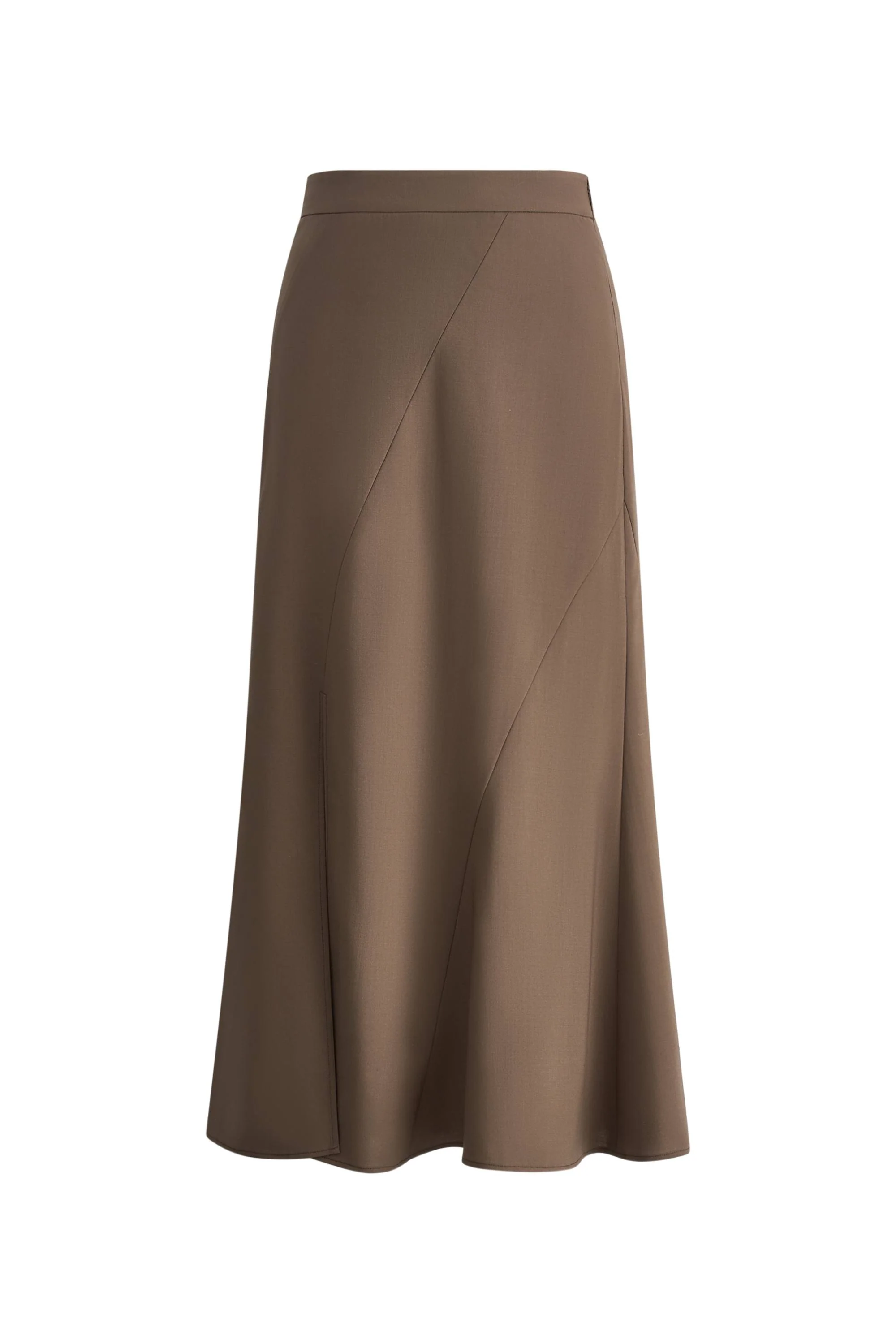 Mary Asymmetric Slit Midi Skirt in Fine Wool Blend - Image 7