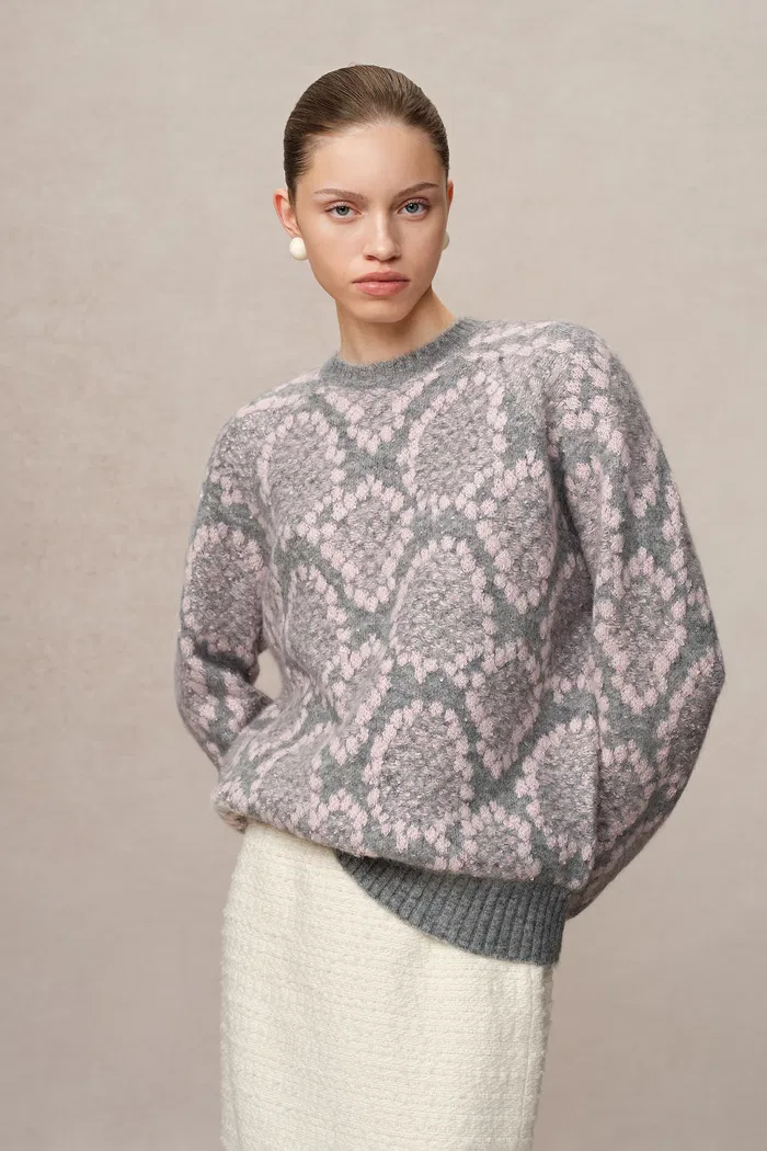 Masina Sequined Snake Zodiac Sweater in Chunky Merino Wool Knit - Image 2