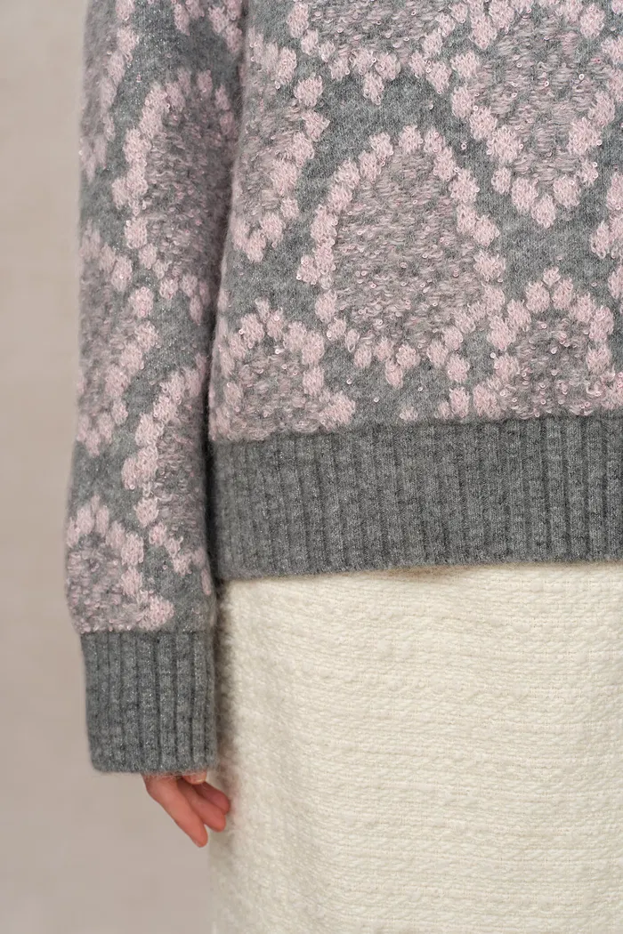 Masina Sequined Snake Zodiac Sweater in Chunky Merino Wool Knit - Image 7