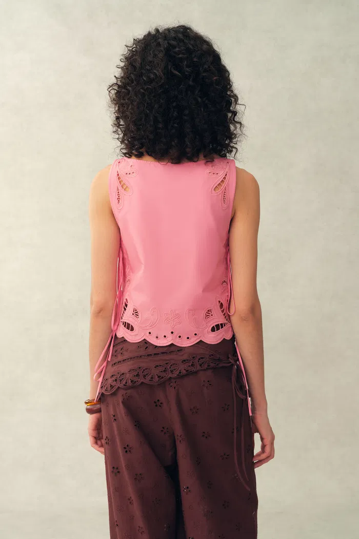 Matthias Eyelet Tie Tank and Shorts Set in Pima Cotton Poplin - Image 5