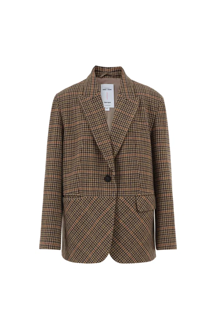Meare Plaid Blazer in Merino Wool Blend Houndstooth - Image 10