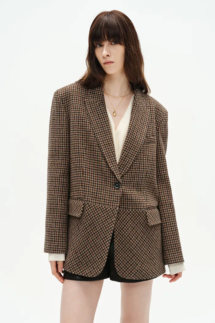 Meare Plaid Blazer in Merino Wool Houndstooth - Image 6