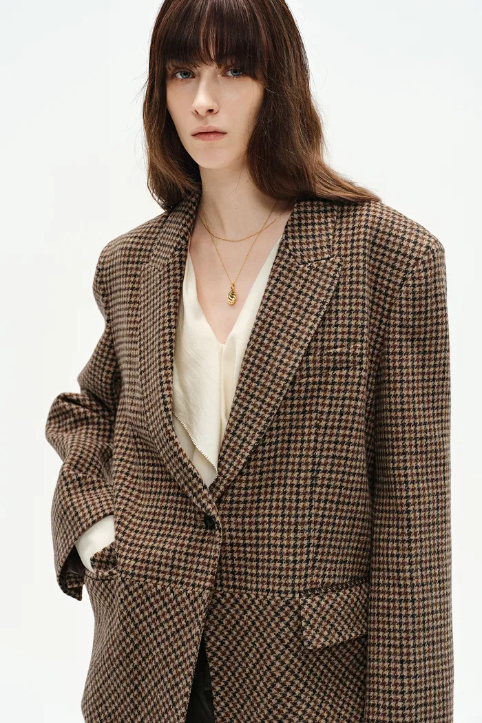 Meare Plaid Blazer in Merino Wool Houndstooth - Image 7