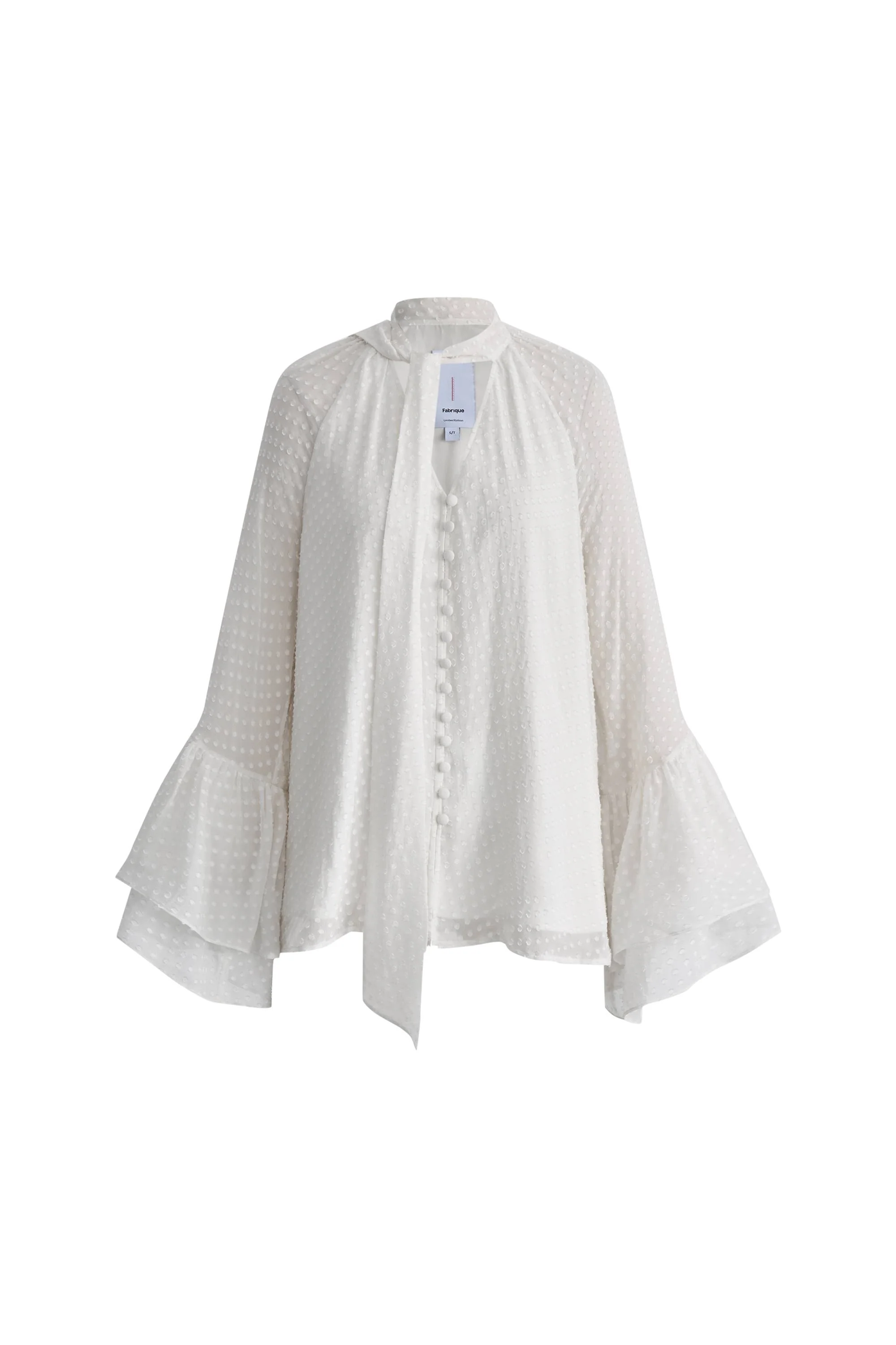 Megan Ruffle Polka Dot Shirt in Mulberry Silk Burnout Jacquard - Image 10