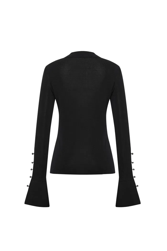 Mia Bell Sleeve Fitted Top in Silk Blend Knit - Image 11