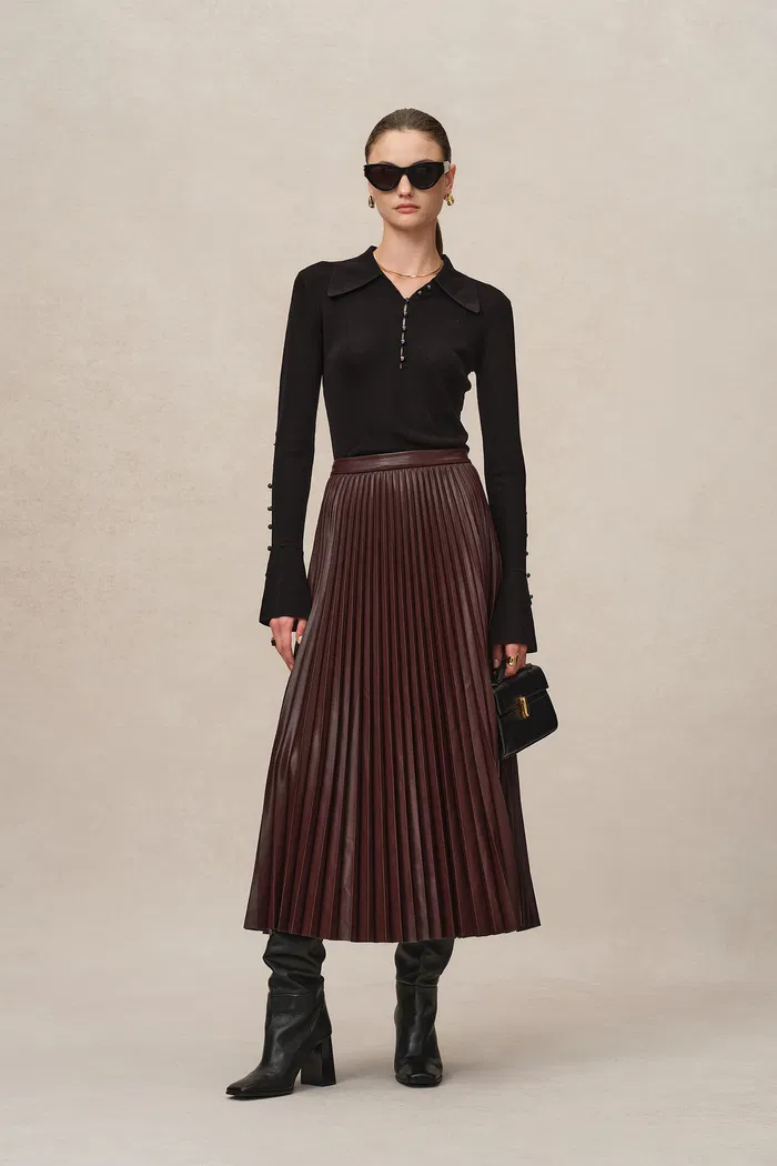 Mia Bell Sleeve Fitted Top in Silk Blend Knit - Image 3