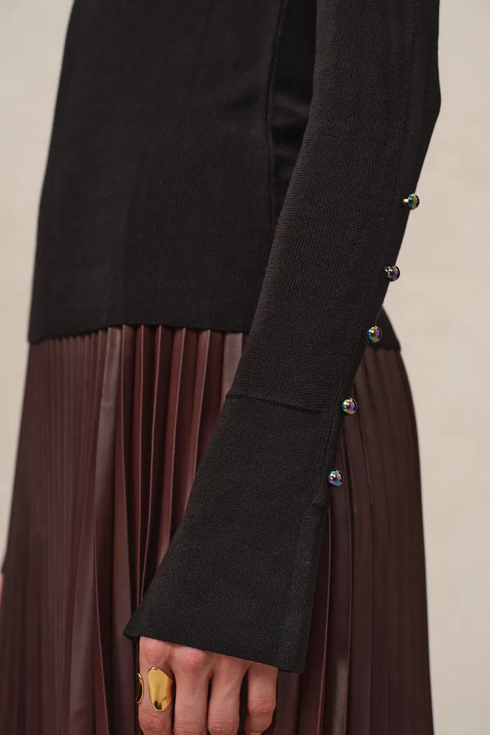 Mia Bell Sleeve Fitted Top in Silk Blend Knit - Image 8
