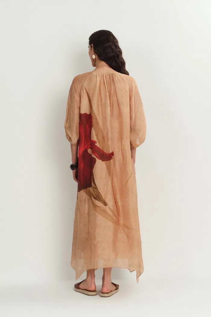 Mia Flora Print Dress in Silk-Linen - Image 2