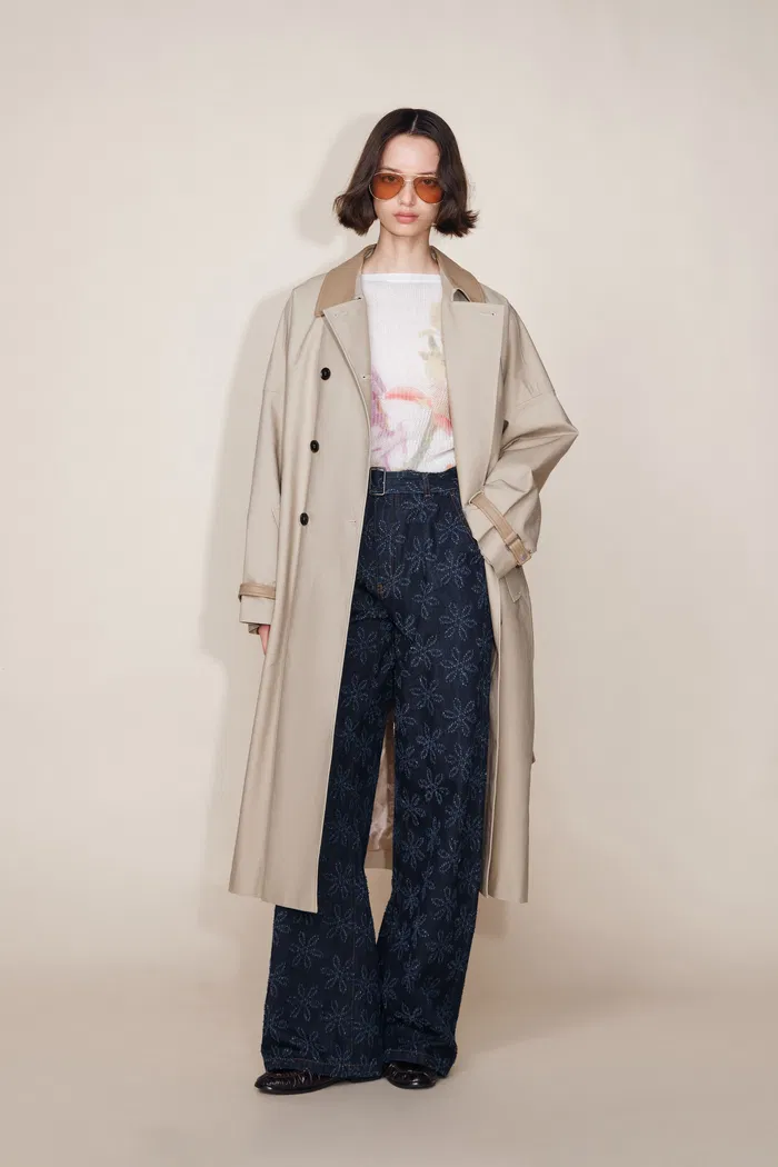 Mia Flora Straight Wide Leg Jeans in Cotton Jacquard Denim - Image 3