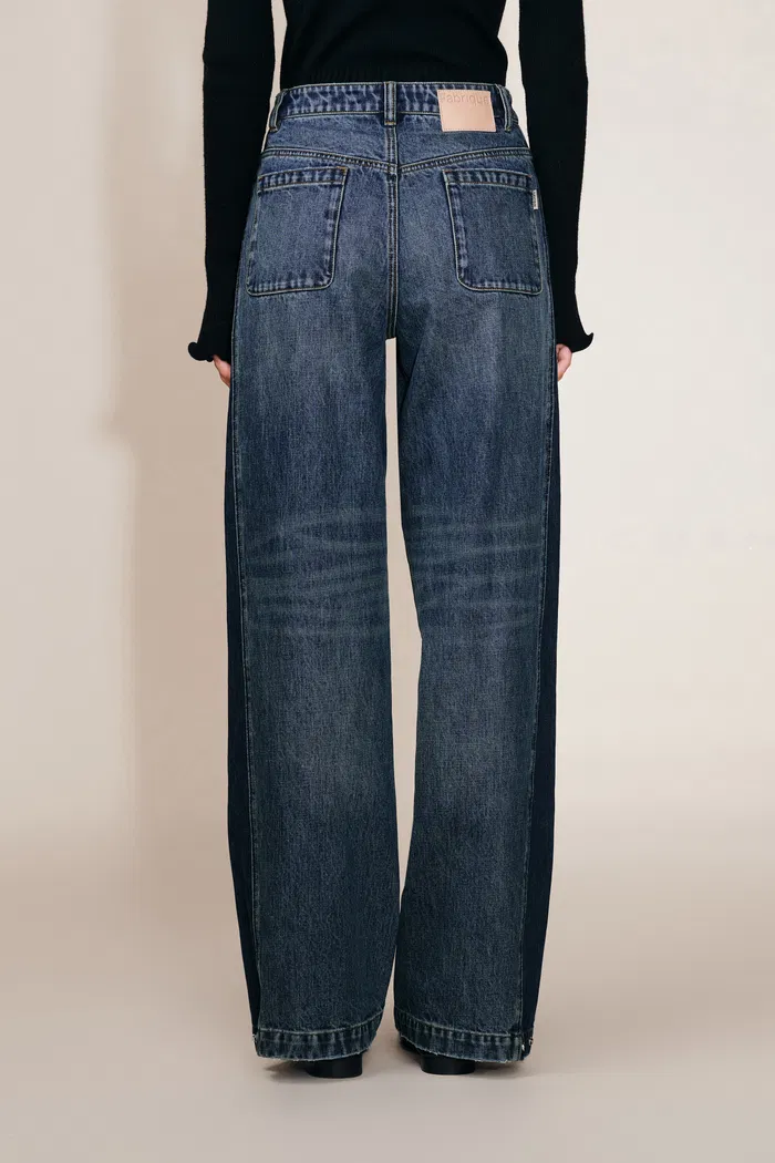 Mia Two Tone Panel Jeans in Cotton Denim - Image 6